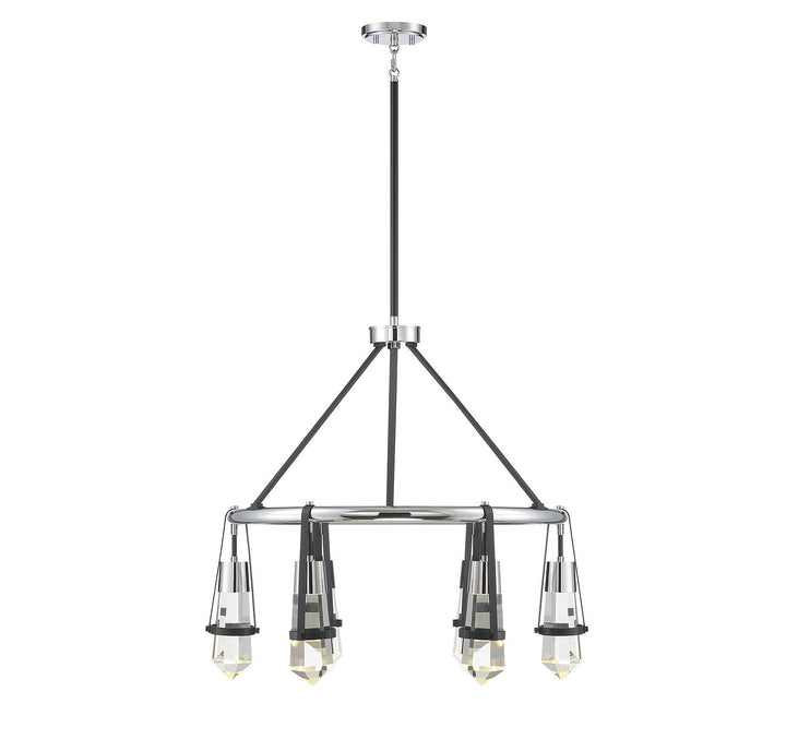 Savoy House Denali 1-7707-6-67 Chandelier Light - Matte Black with Polished Chrome Accents