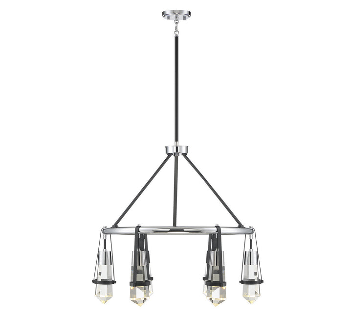 Savoy House Denali 1-7707-6-67 Chandelier Light - Matte Black with Polished Chrome Accents