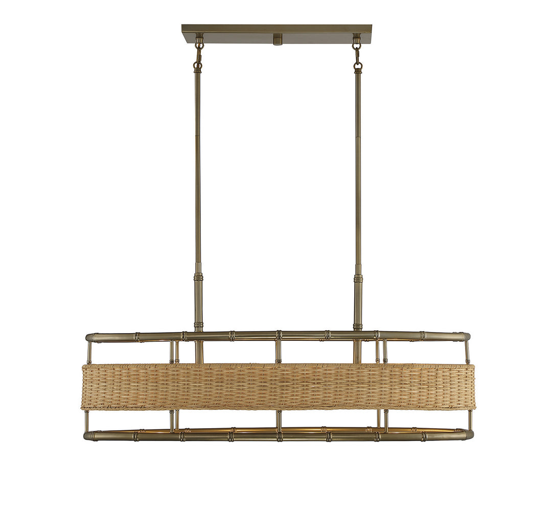 Savoy House Arcadia 1-7770-4-177 Pendant Light - Burnished Brass with Natural Rattan