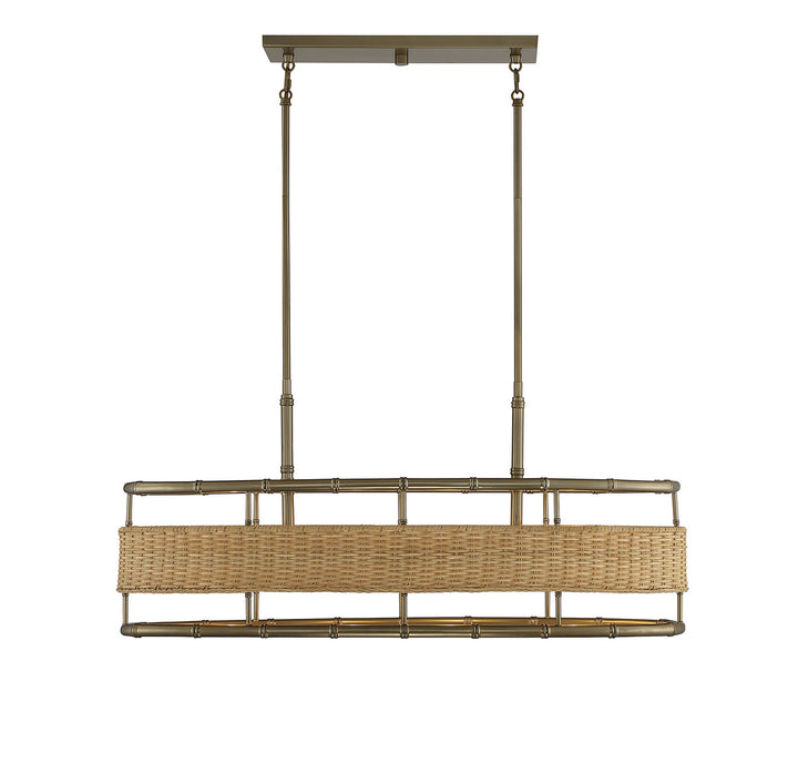 Savoy House Arcadia 1-7770-4-177 Pendant Light - Burnished Brass with Natural Rattan