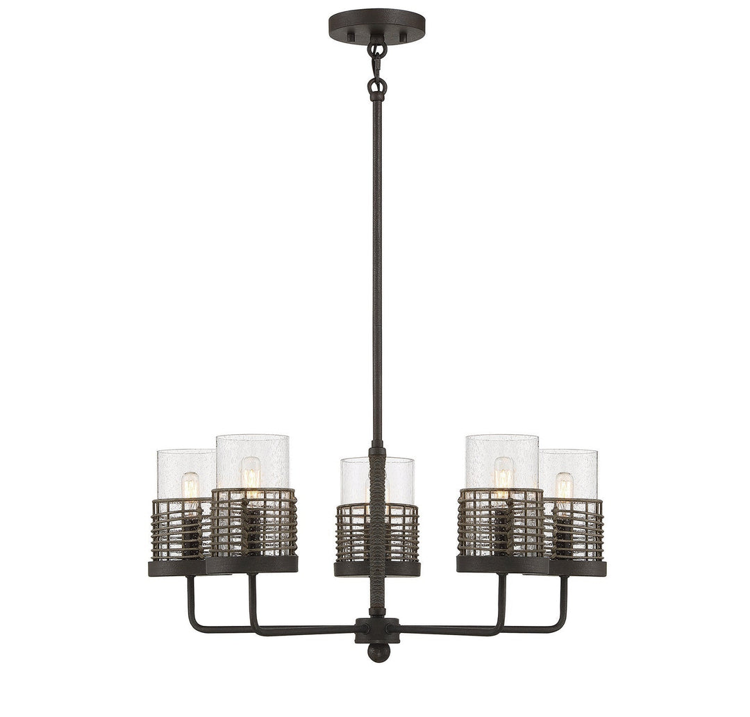 Savoy House Granada 1-7778-5-181 Chandelier Light - Gunsmoke with Gray Rattan