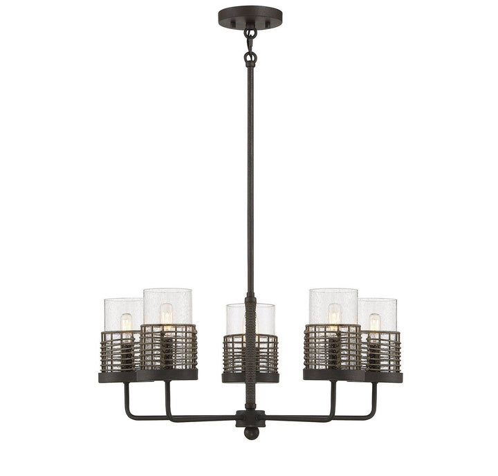 Savoy House Granada 1-7778-5-181 Chandelier Light - Gunsmoke with Gray Rattan