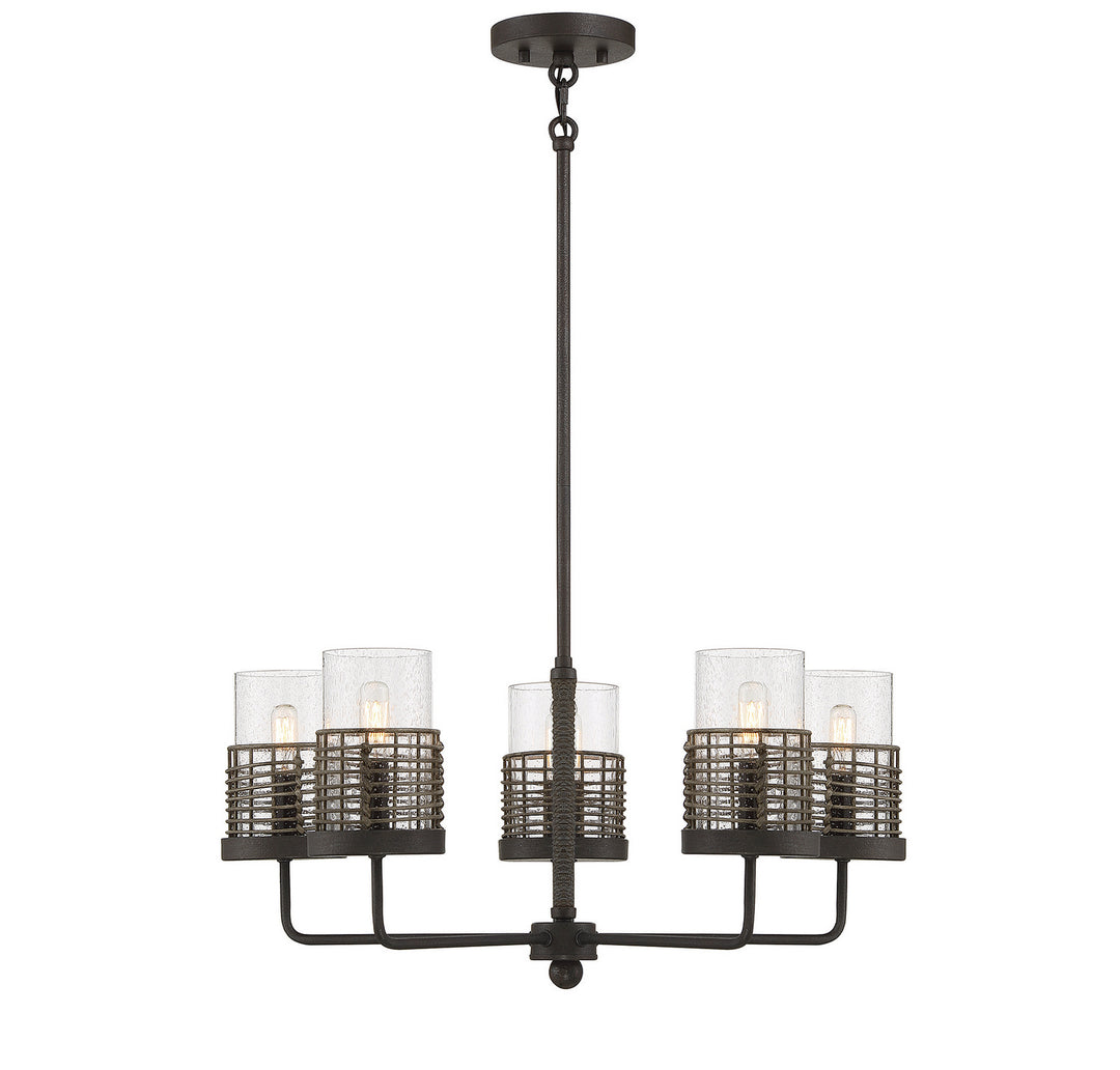Savoy House Granada 1-7778-5-181 Chandelier Light - Gunsmoke with Gray Rattan