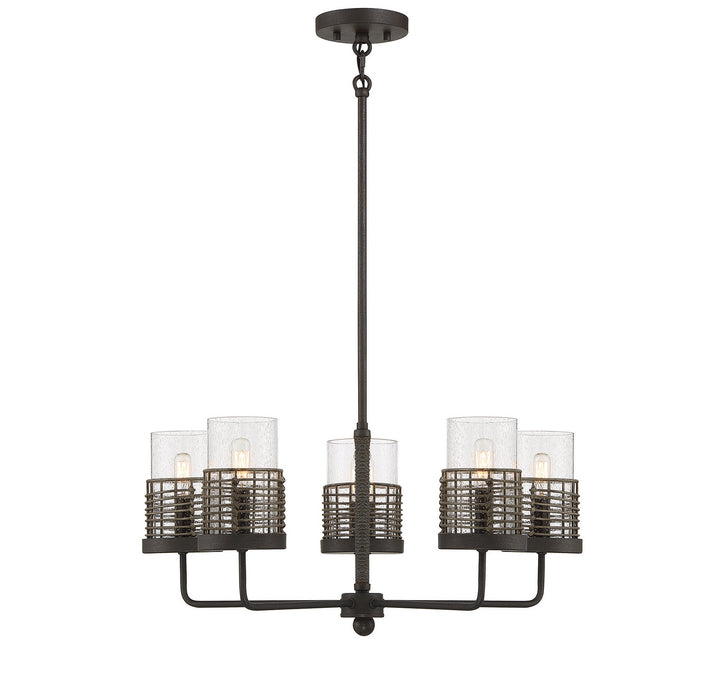Savoy House Granada 1-7778-5-181 Chandelier Light - Gunsmoke with Gray Rattan