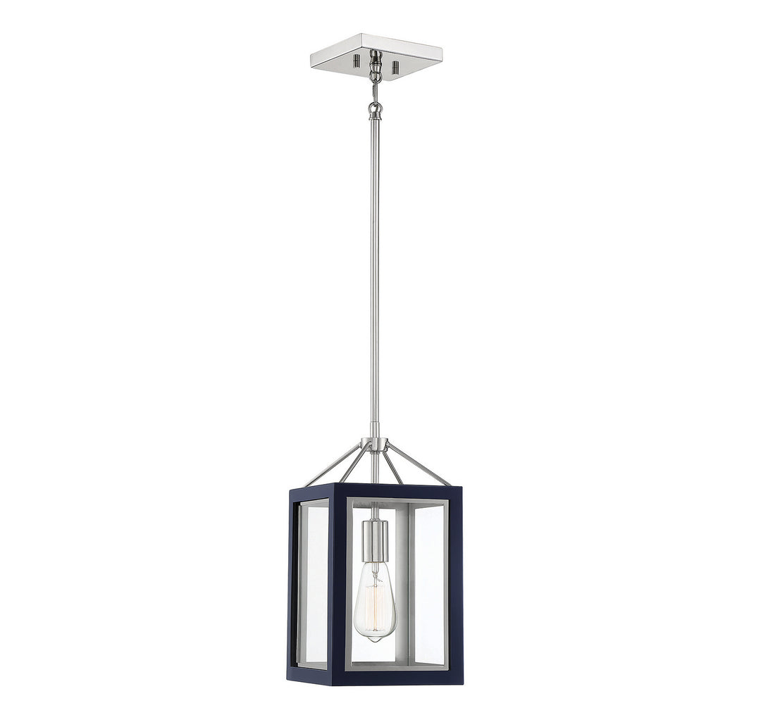 Savoy House Carlton 3-8880-1-174 Pendant Light - Navy with Polished Nickel Accents