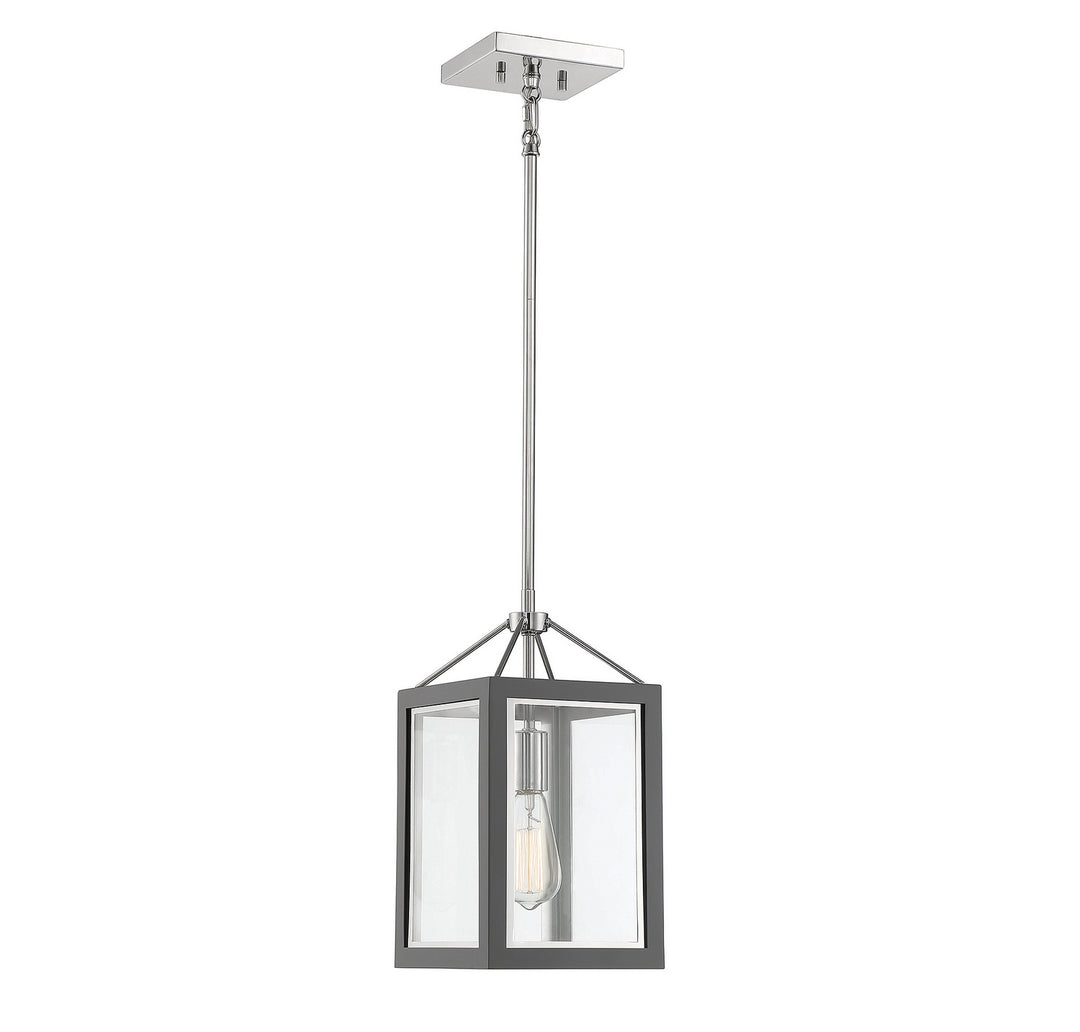 Savoy House Carlton 3-8880-1-175 Pendant Light - Gray with Polished Nickel Accents