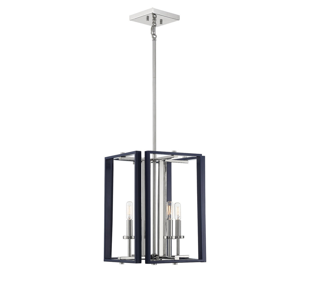 Savoy House Champlin 3-8881-4-174 Pendant Light - Navy with Polished Nickel Accents
