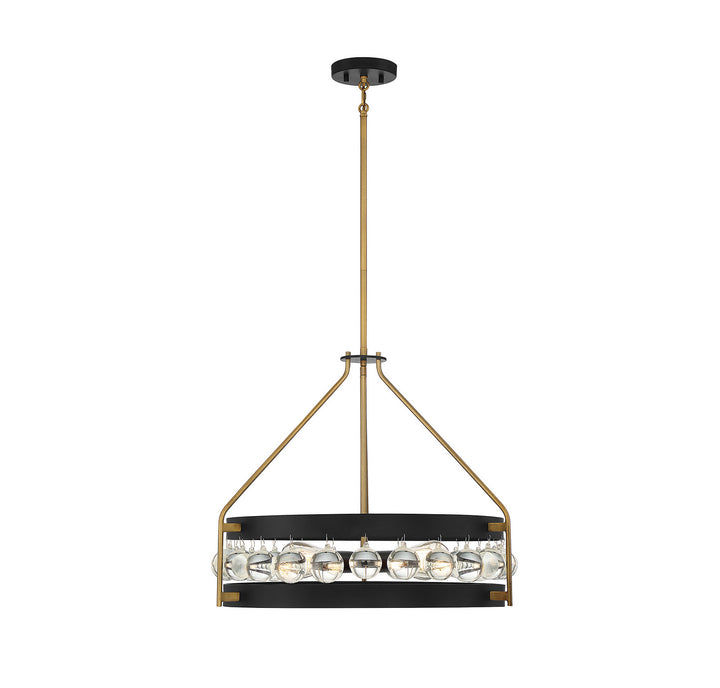 Savoy House Edina 7-192-4-143 Pendant Light - Black with Warm Brass Accents