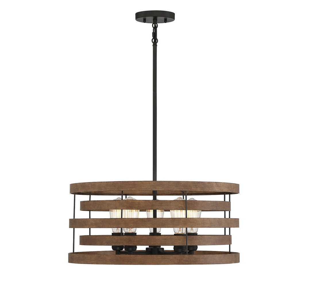 Savoy House Blaine 7-2966-5-36 Chandelier Light - Natural Walnut with Black Accents