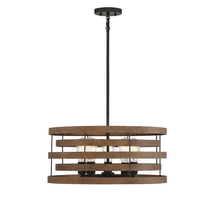 Savoy House Blaine 7-2966-5-36 Chandelier Light - Natural Walnut with Black Accents