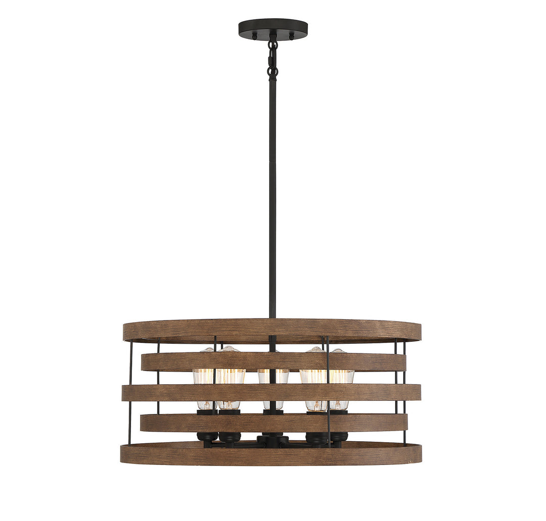 Savoy House Blaine 7-2966-5-36 Chandelier Light - Natural Walnut with Black Accents
