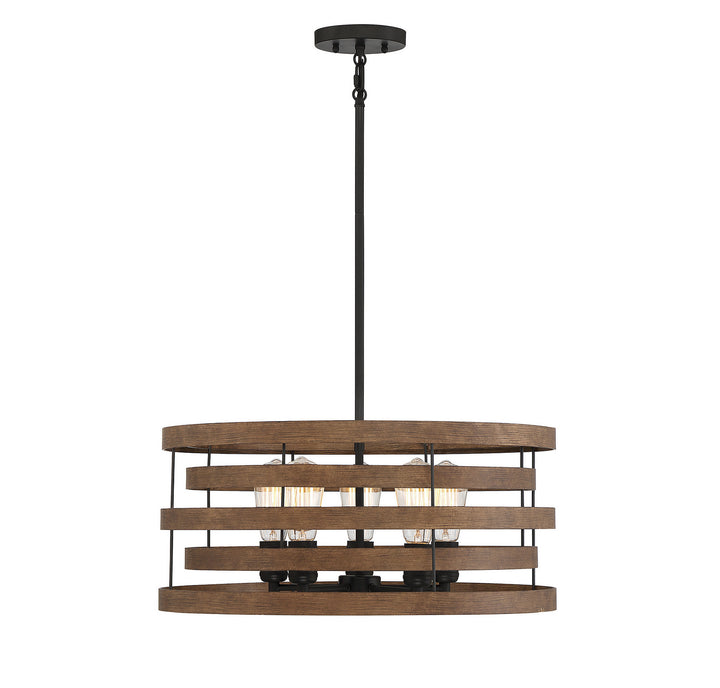 Savoy House Blaine 7-2966-5-36 Chandelier Light - Natural Walnut with Black Accents