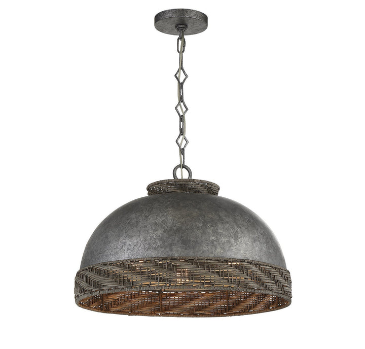 Savoy House Tripoli 7-748-3-179 Pendant Light - Mottled Zinc with Gray Rattan