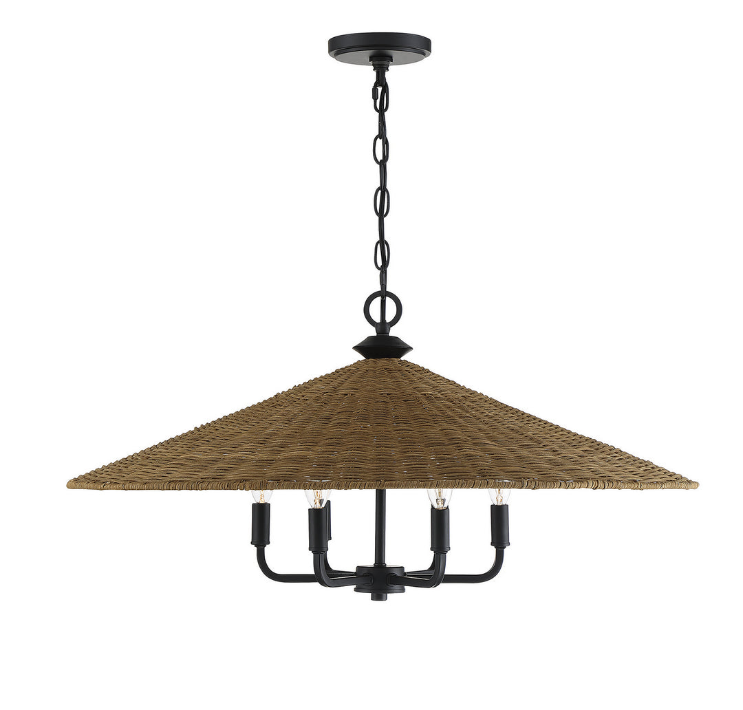 Savoy House Eman 7-7772-6-180 Chandelier Light - Matte Black with Dark Rattan
