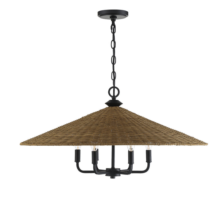 Savoy House Eman 7-7772-6-180 Chandelier Light - Matte Black with Dark Rattan