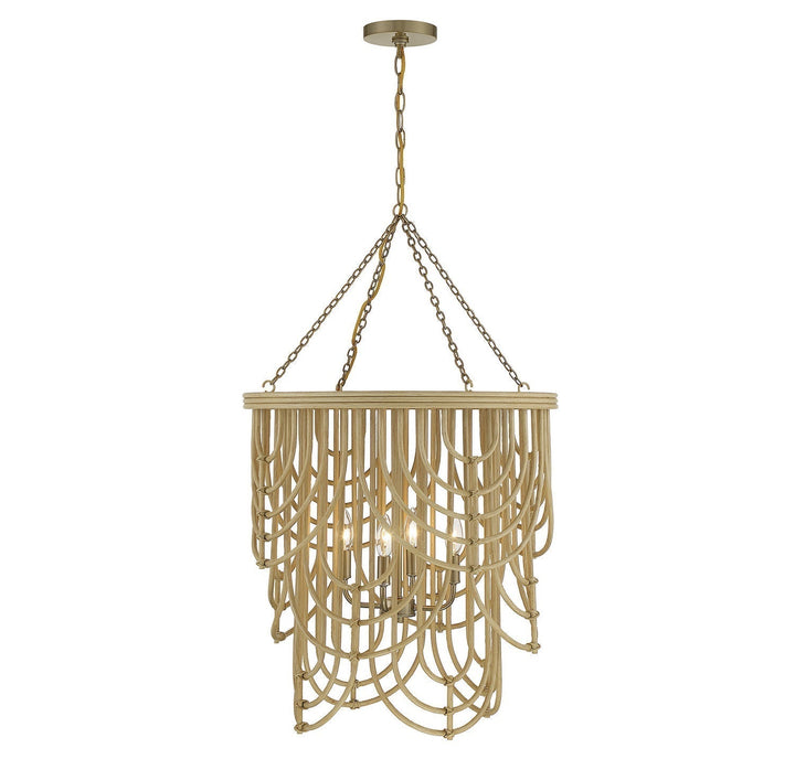 Savoy House Bremen 7-7910-4-177 Chandelier Light - Burnished Brass with Natural Rattan