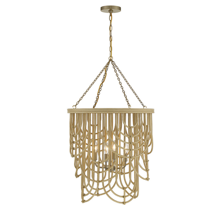 Savoy House Bremen 7-7910-4-177 Chandelier Light - Burnished Brass with Natural Rattan
