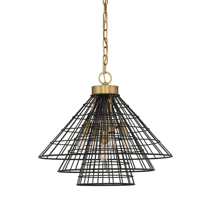 Savoy House Lenox 7-8850-5-143 Pendant Light - Black with Warm Brass Accents