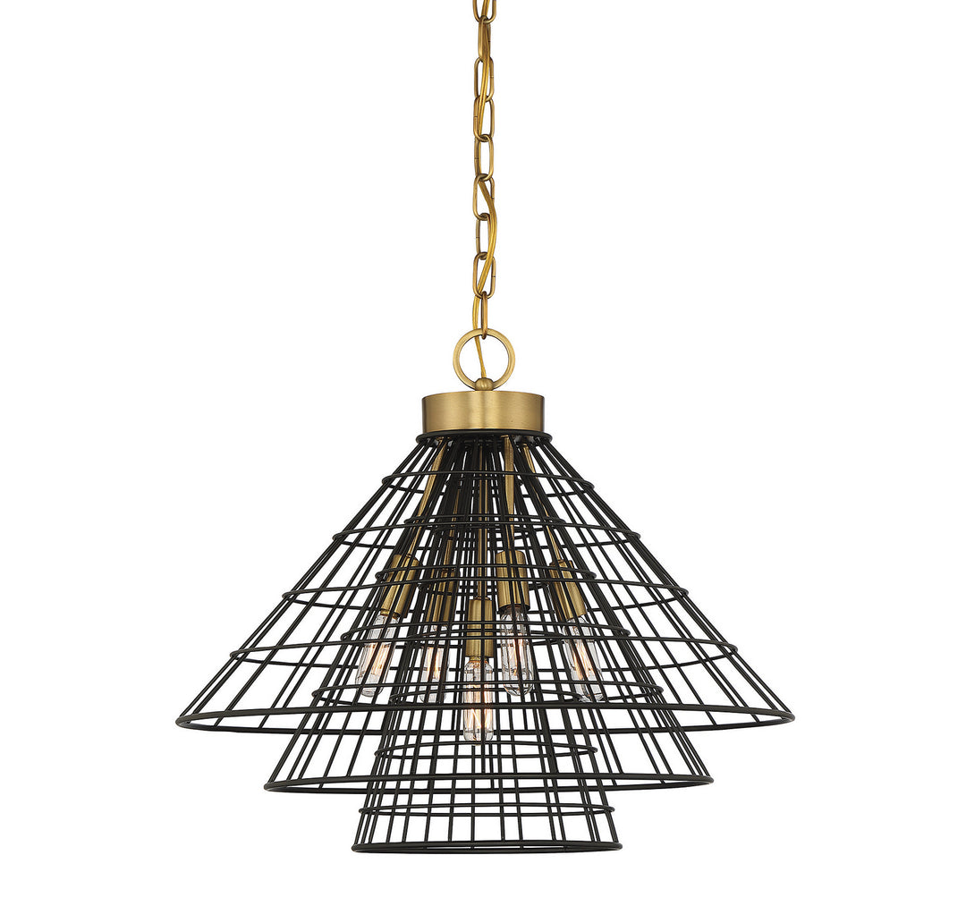 Savoy House Lenox 7-8850-5-143 Pendant Light - Black with Warm Brass Accents