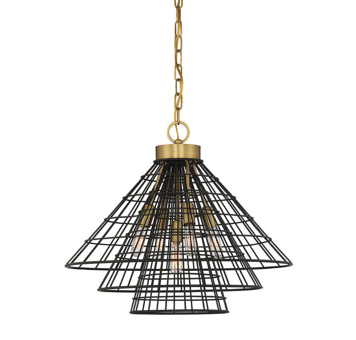 Savoy House Lenox 7-8850-5-143 Pendant Light - Black with Warm Brass Accents