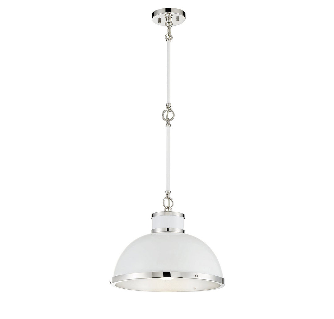 Savoy House Corning 7-8882-1-172 Pendant Light - White with Polished Nickel Accents
