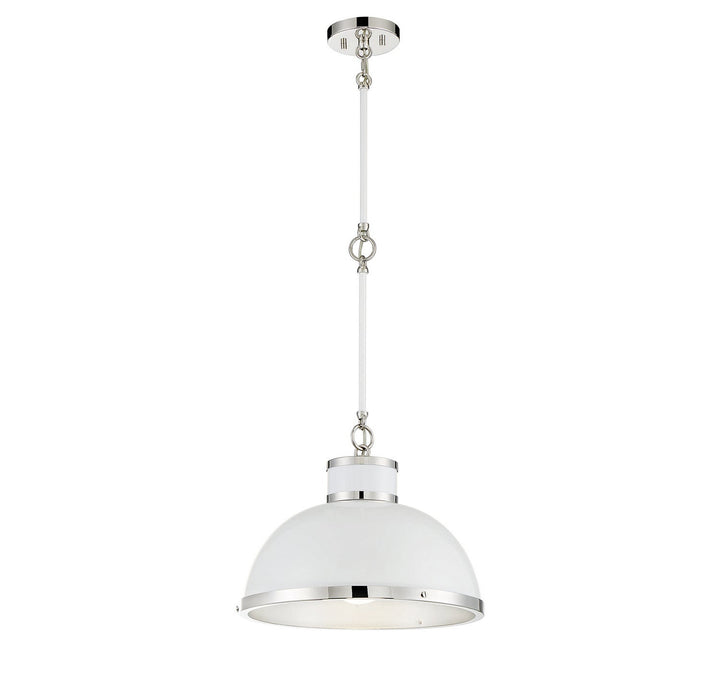 Savoy House Corning 7-8882-1-172 Pendant Light - White with Polished Nickel Accents
