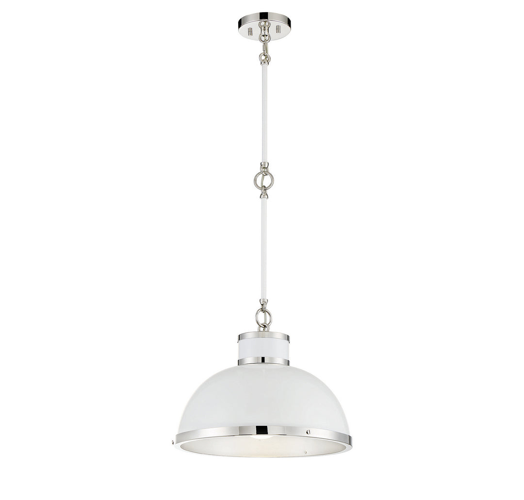 Savoy House Corning 7-8882-1-172 Pendant Light - White with Polished Nickel Accents