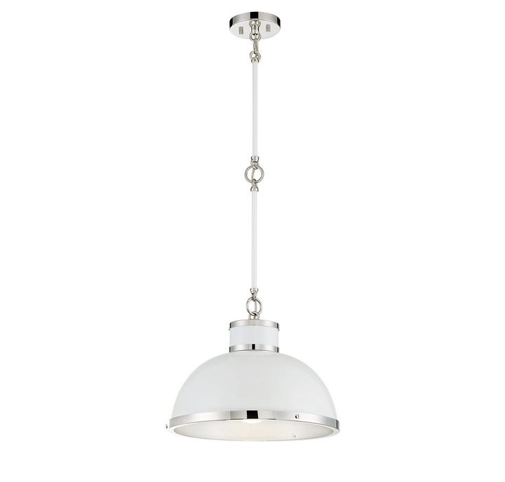Savoy House Corning 7-8882-1-172 Pendant Light - White with Polished Nickel Accents