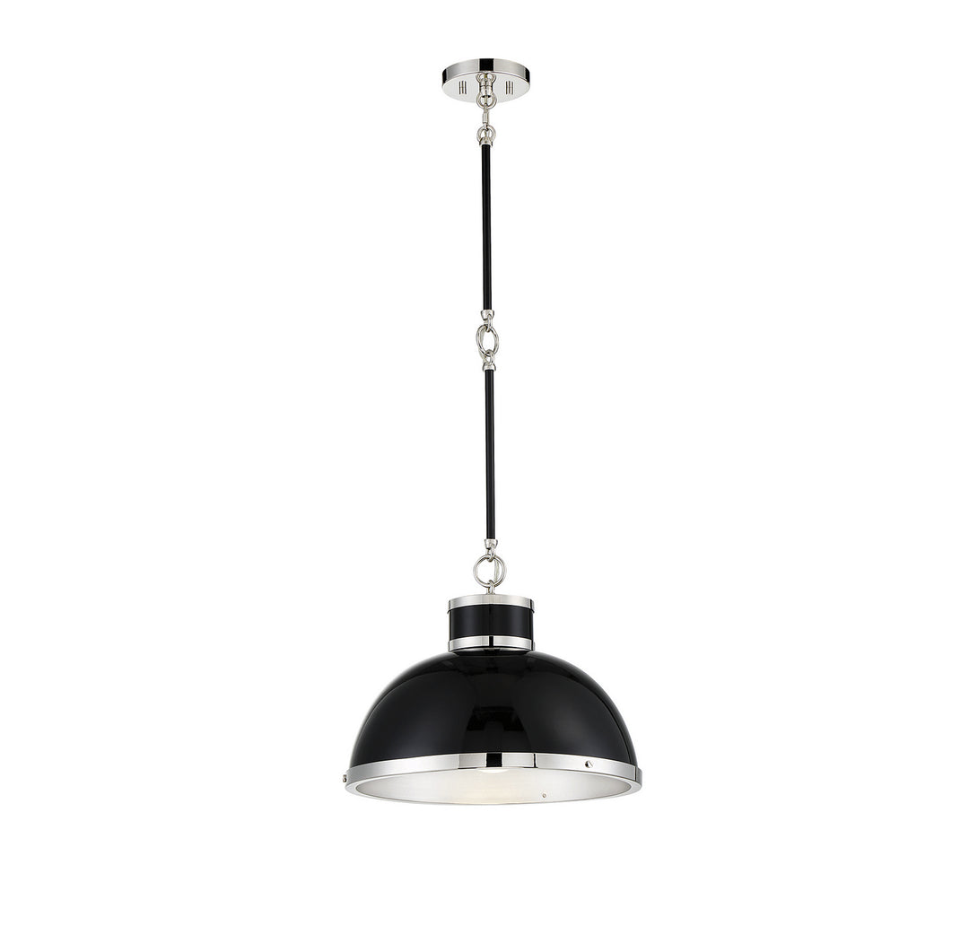 Savoy House Corning 7-8882-1-173 Pendant Light - Black with Polished Nickel Accents