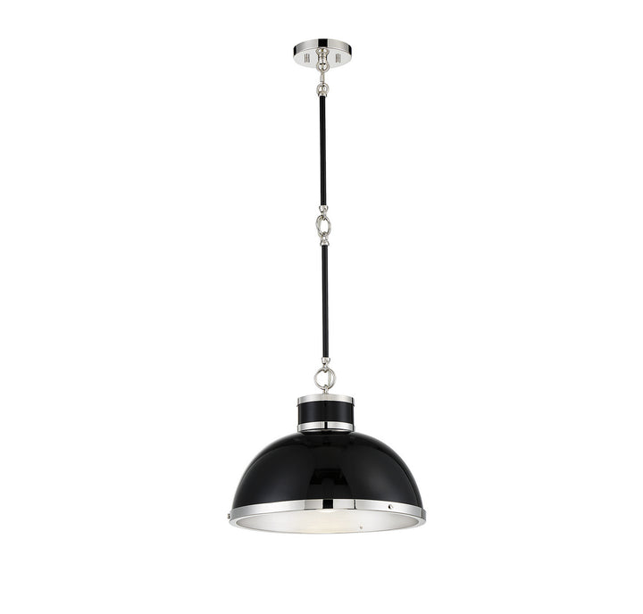 Savoy House Corning 7-8882-1-173 Pendant Light - Black with Polished Nickel Accents