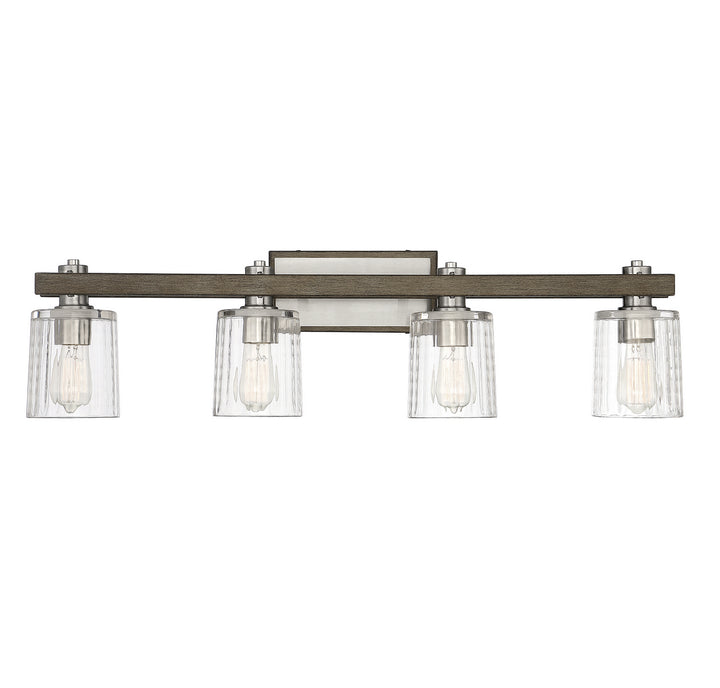 Savoy House Halifax 8-1255-4-165 Bath Vanity Light 36 in. wide - Satin Nickel with Gray Wood