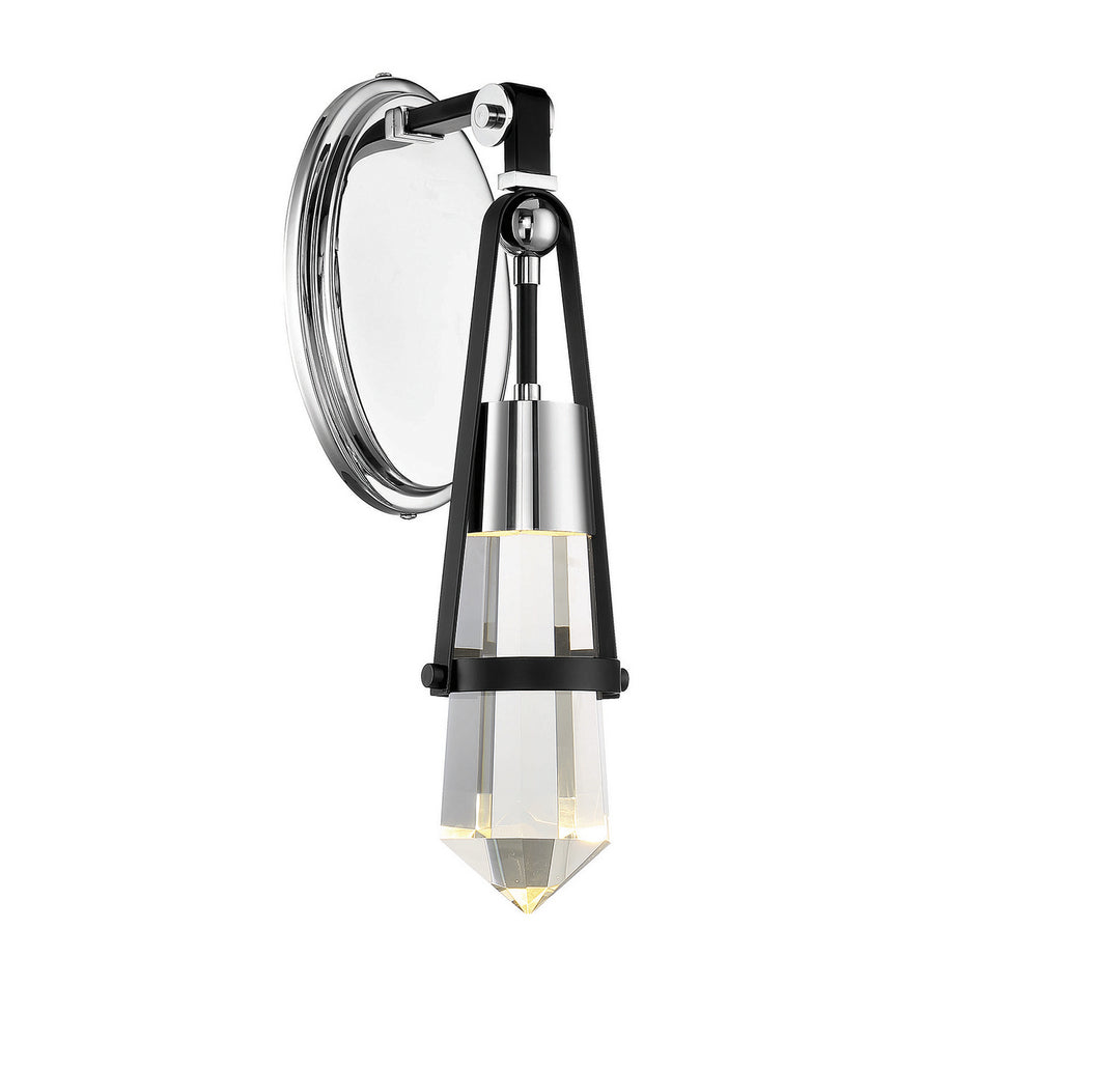 Savoy House Denali 9-7709-1-67 Wall Sconce Light - Matte Black with Polished Chrome Accents