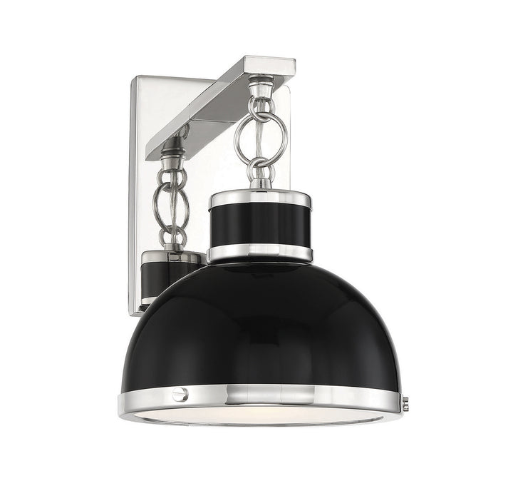 Savoy House Corning 9-8884-1-173 Wall Sconce Light - Black with Polished Nickel Accents