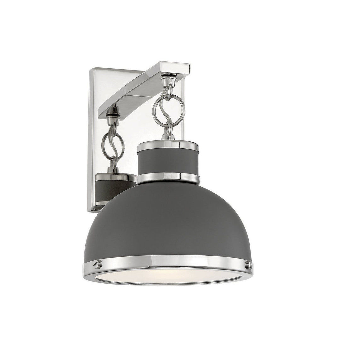 Savoy House Corning 9-8884-1-175 Wall Sconce Light - Gray with Polished Nickel Accents