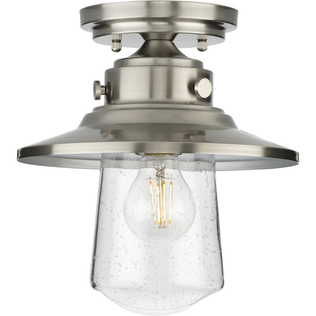 Progress Lighting P550094-135 Tremont One Light Semi-Flush Mount Outdoor Pewter, Nickel, Silver