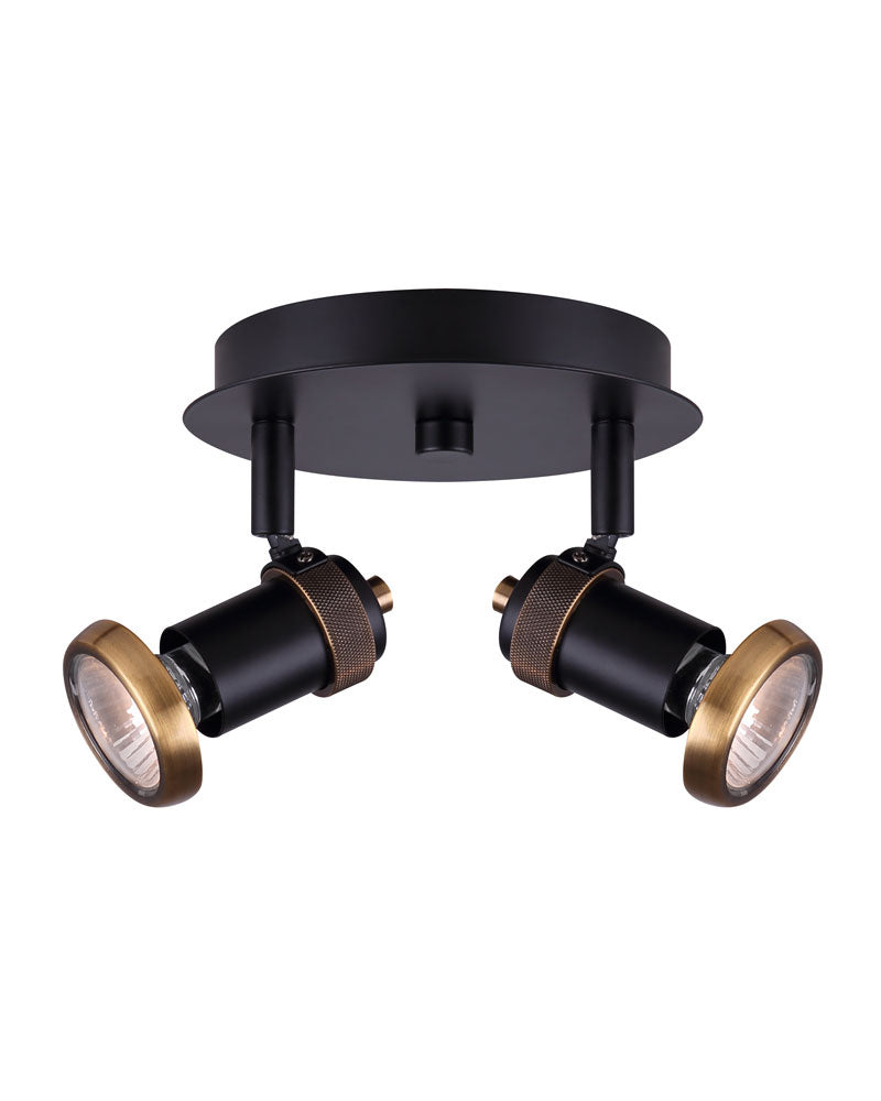 Canarm Lighting ICW1057A02BKG10  Two Light Ceiling/Wall Mount Track Light Black