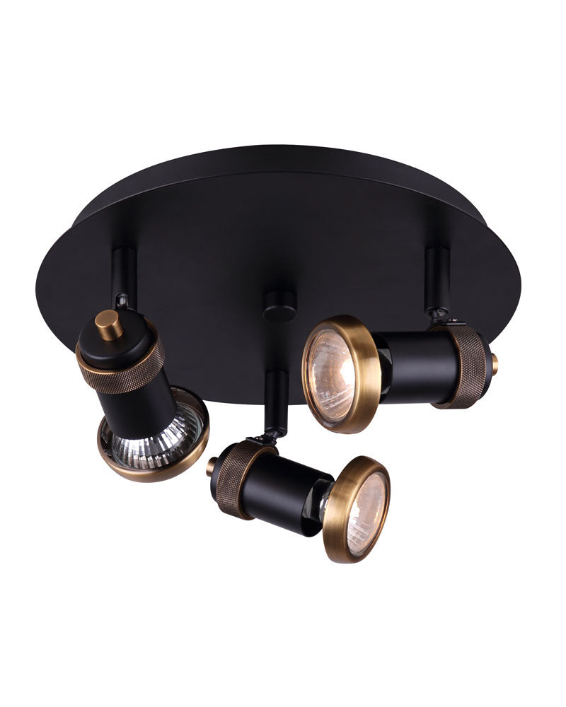 Canarm Lighting ICW1057A03BKG10  Three Light Ceiling/Wall Mount Track Light Black
