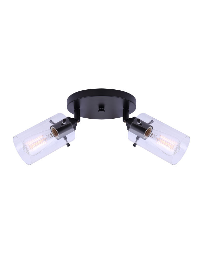 Canarm Lighting ICW759A02BK  Two Light Ceiling/Wall Mount Track Light Black