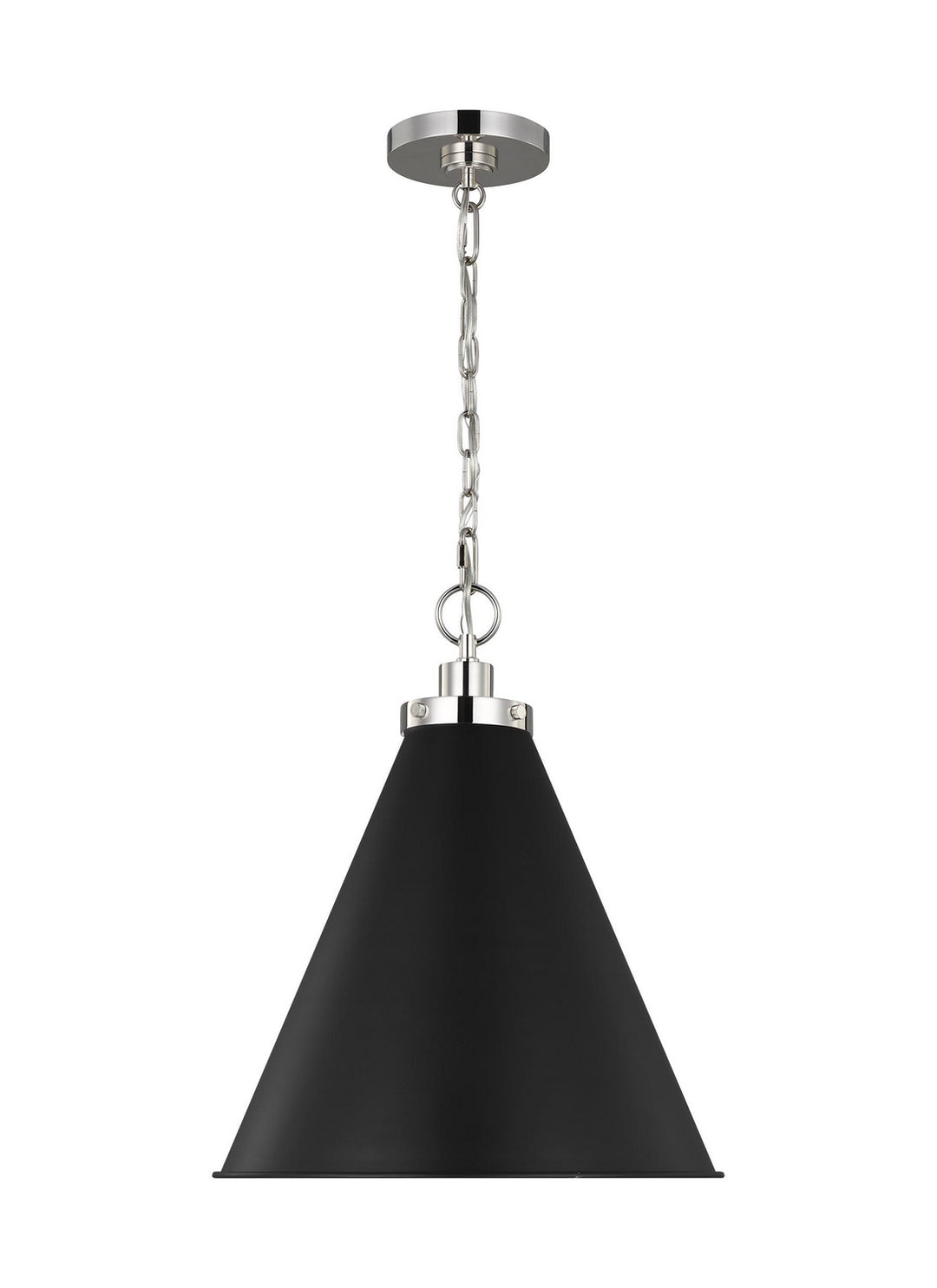 Visual Comfort Studio Wellfleet CP1271MBKPN Pendant Light - Midnight Black and Polished Nickel