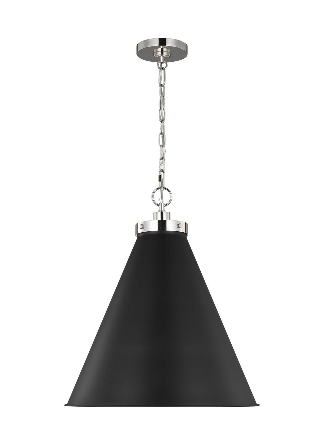 Visual Comfort Studio Wellfleet CP1281MBKPN Pendant Light - Midnight Black and Polished Nickel