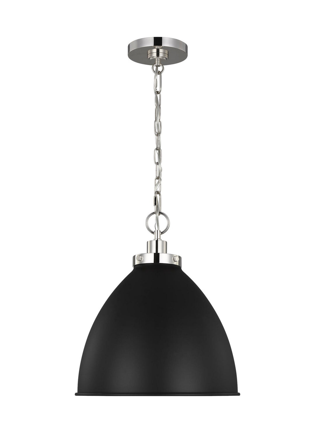 Visual Comfort Studio Wellfleet CP1291MBKPN Pendant Light - Midnight Black and Polished Nickel