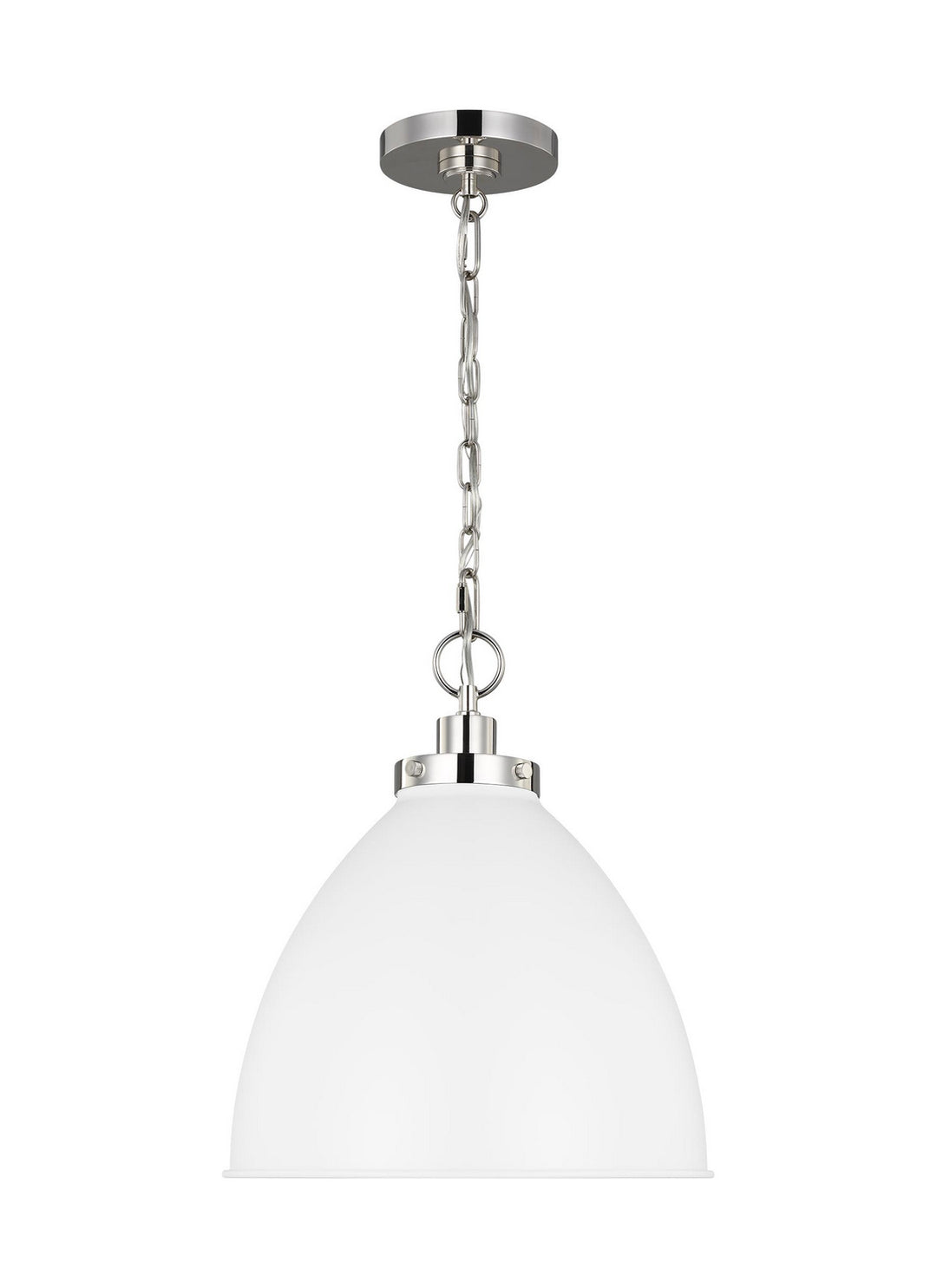 Visual Comfort Studio Wellfleet CP1291MWTPN Pendant Light - Matte White and Polished Nickel