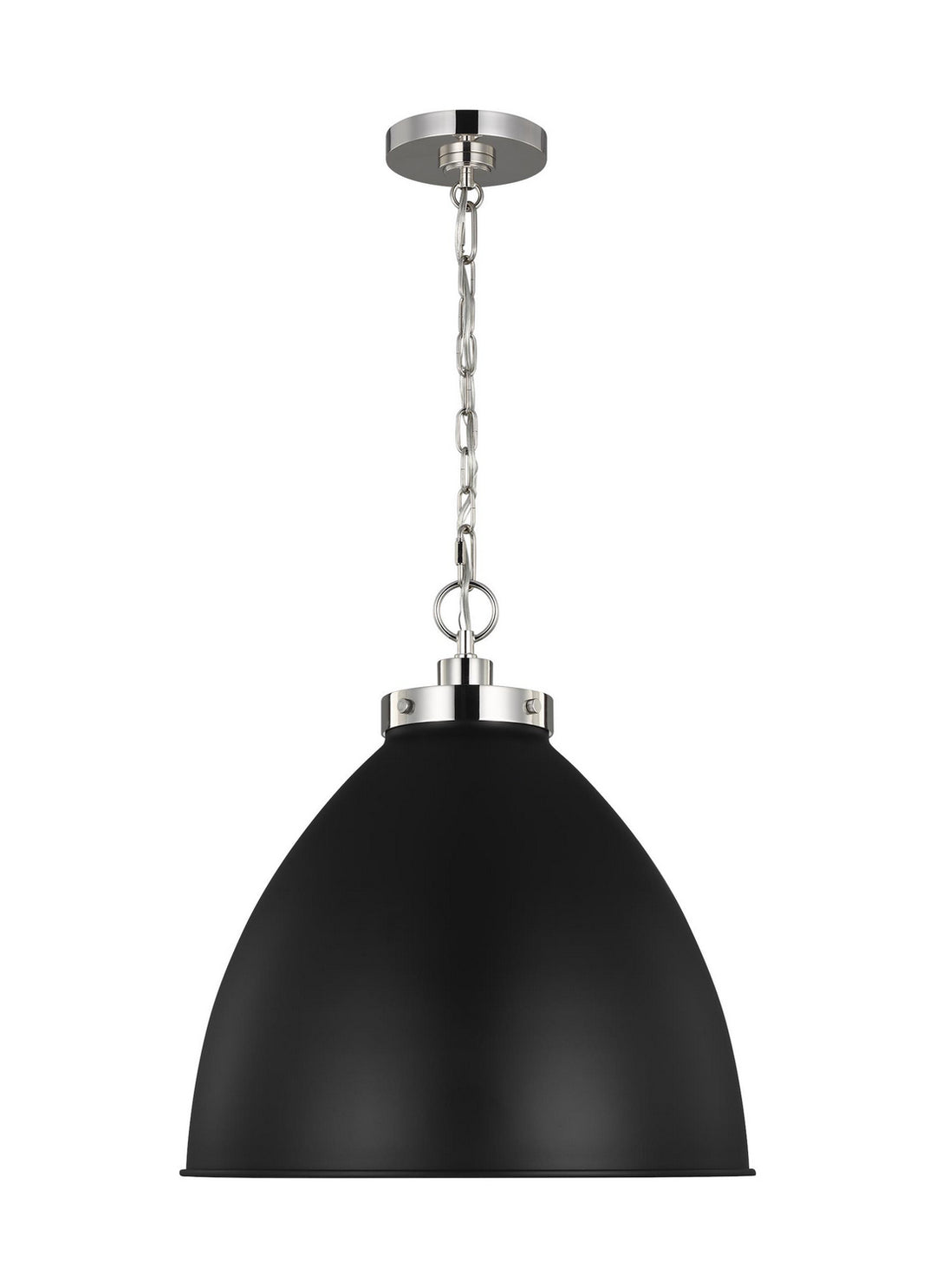 Visual Comfort Studio Wellfleet CP1301MBKPN Pendant Light - Midnight Black and Polished Nickel