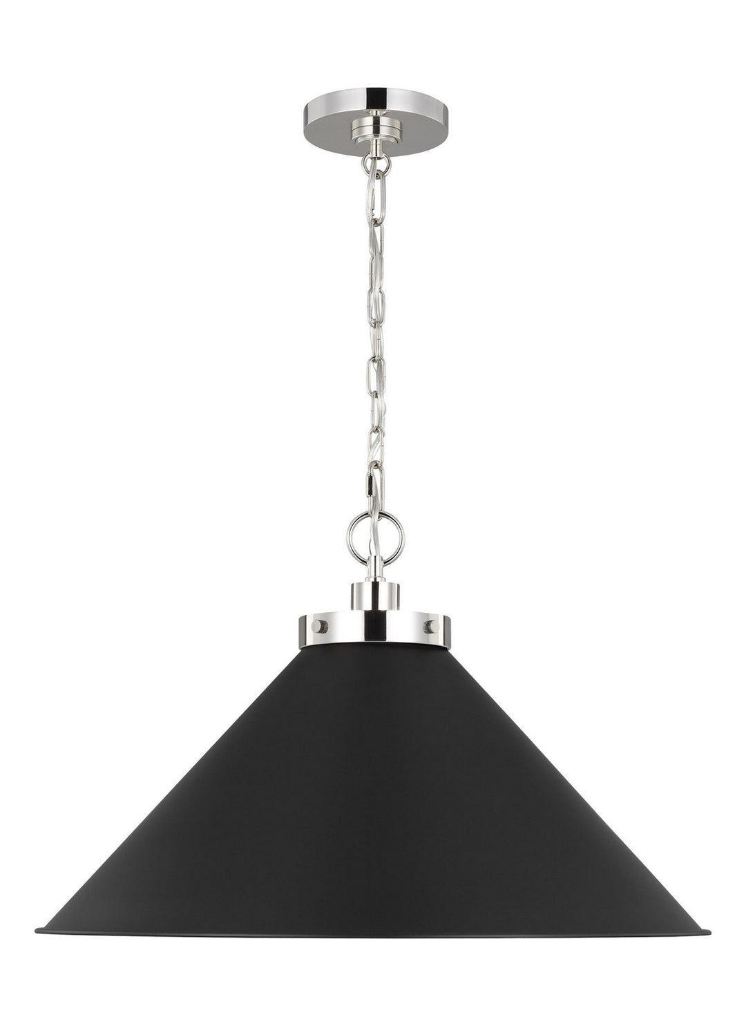 Visual Comfort Studio Wellfleet CP1311MBKPN Pendant Light - Midnight Black and Polished Nickel