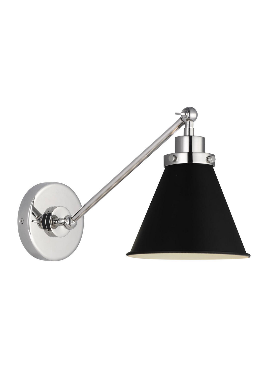 Visual Comfort Studio CW1121MBKPN Wellfleet One Light Wall Sconce Lamp Pewter, Nickel, Silver