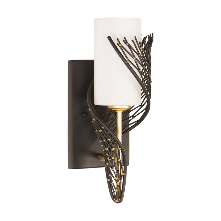 Varaluz Flow 240K01RMBFG Wall Sconce Light - Matte Black/French Gold