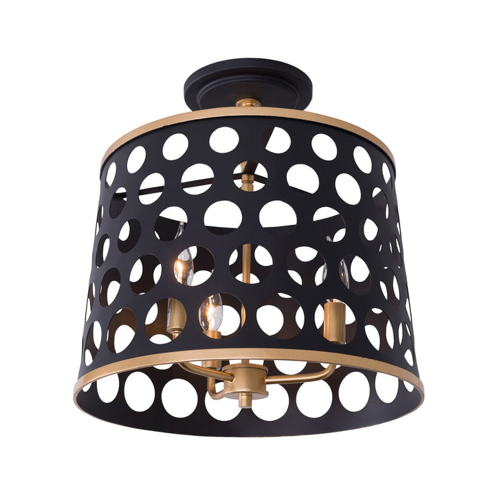 Varaluz Bailey 346S03MBFG Ceiling Light - Matte Black/French Gold