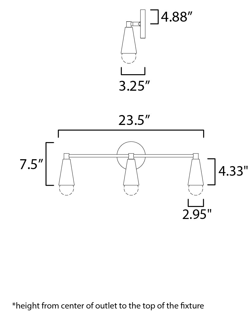 Maxim Lovell 11263BKSBR Bath Vanity Light 24 in. wide - Black / Satin Brass