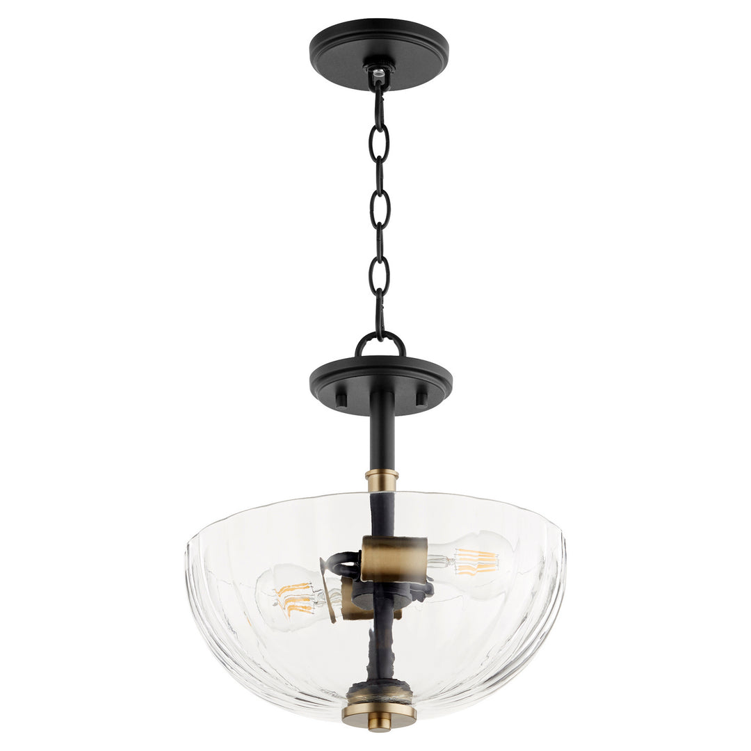 Quorum Monarch 210-6980 Ceiling Light - Textured Black W/ Aged Brass