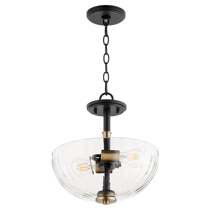 Quorum Monarch 210-6980 Ceiling Light - Textured Black W/ Aged Brass